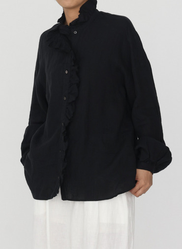 journal standard luxe &times; CLU&Eacute;L リネンフリルブラウス 詳細画像 Black 7