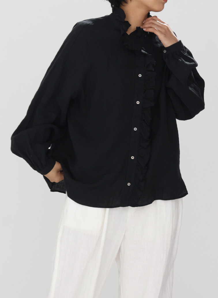 journal standard luxe &times; CLU&Eacute;L リネンフリルブラウス 詳細画像 Black 8