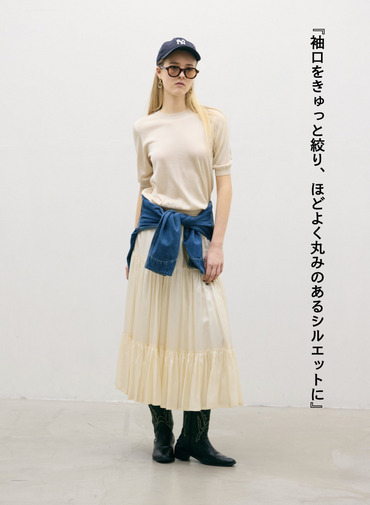 シルク 半袖クルーネックニット 詳細画像 Ecru 4