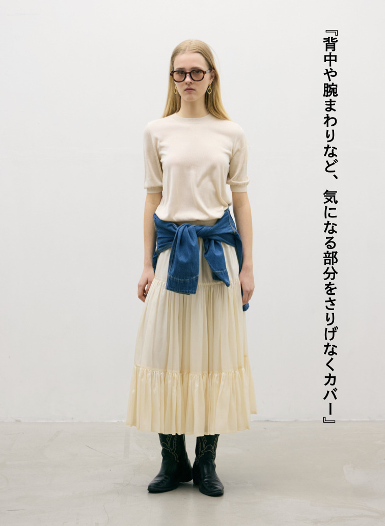 シルク 半袖クルーネックニット 詳細画像 Ecru 3