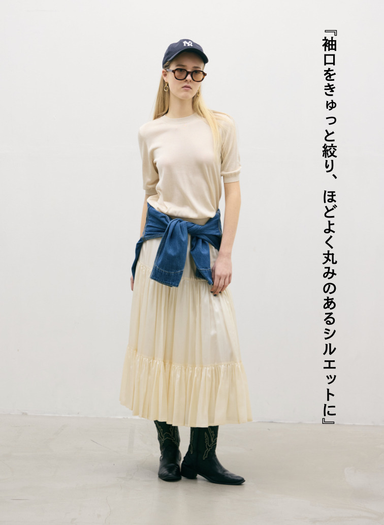 シルク 半袖クルーネックニット 詳細画像 Ecru 4