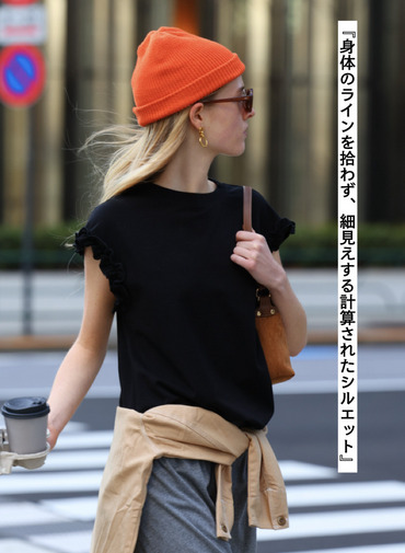 フリルフレンチスリーブ クルーネック 詳細画像 Black 2