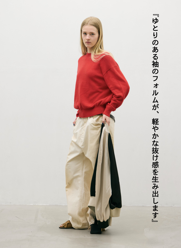 オーガニックコットン クルーネックニット 詳細画像 Red 3