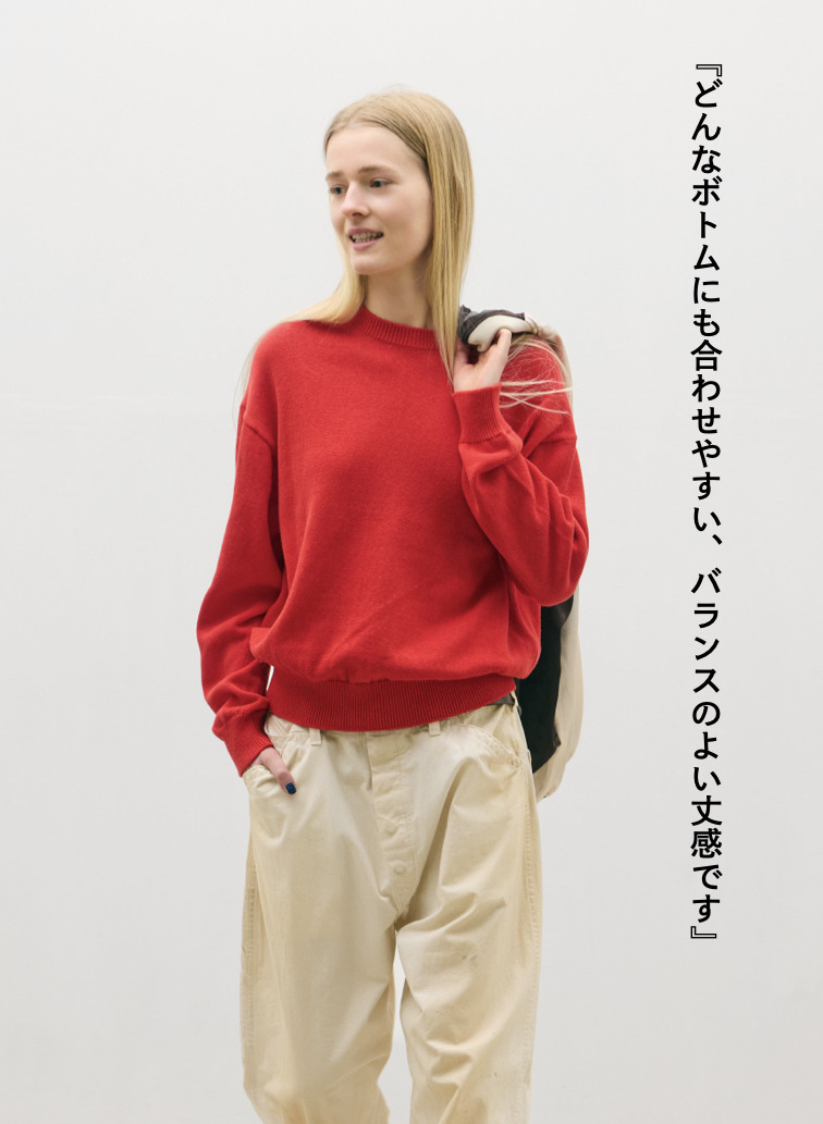オーガニックコットン クルーネックニット 詳細画像 Red 4