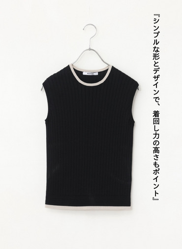 バイカラー ノースリーブニット 詳細画像 Black 6