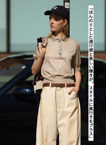 ラメシアー 半袖ポロニット 詳細画像 Beige 2