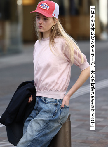 ラメシアー 半袖クルーネックニット 詳細画像 Pink 2