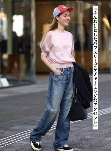 ラメシアー 半袖クルーネックニット 詳細画像 Pink 3