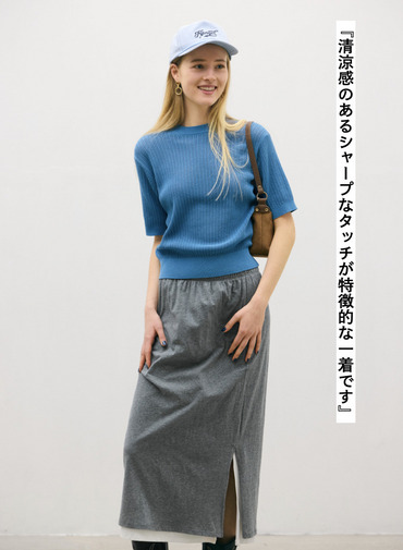 半袖クルーニット 詳細画像 Blue 5