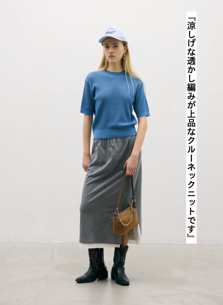 半袖クルーニット 詳細画像 Blue 1