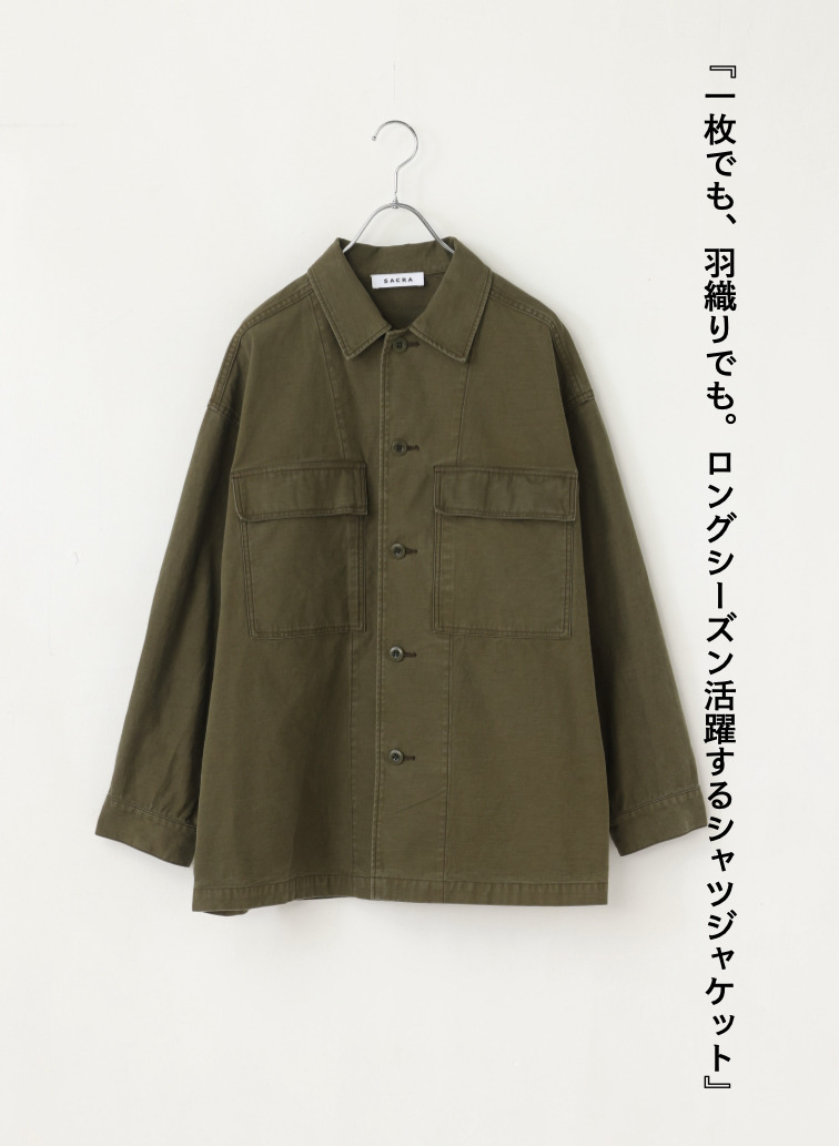 SACRA ミリタリーシャツジャケット 詳細画像 Khaki 1