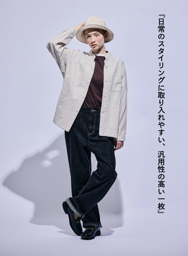 バンドカラーボタンシャツ 詳細画像 Brown 6