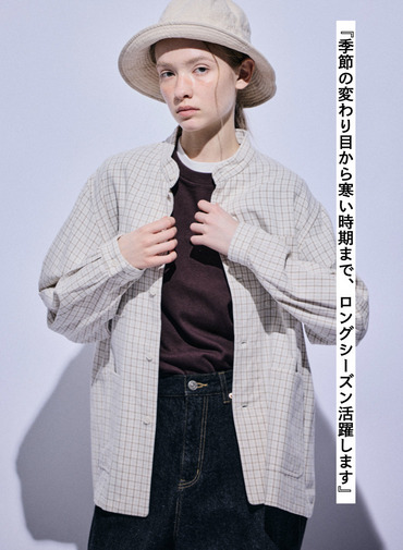 バンドカラーボタンシャツ 詳細画像 Brown 7