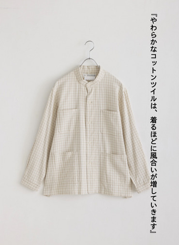 バンドカラーボタンシャツ 詳細画像 Brown 8