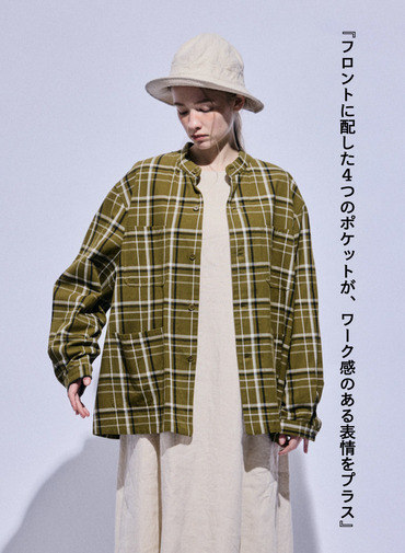 バンドカラーボタンシャツ 詳細画像 Olive 2