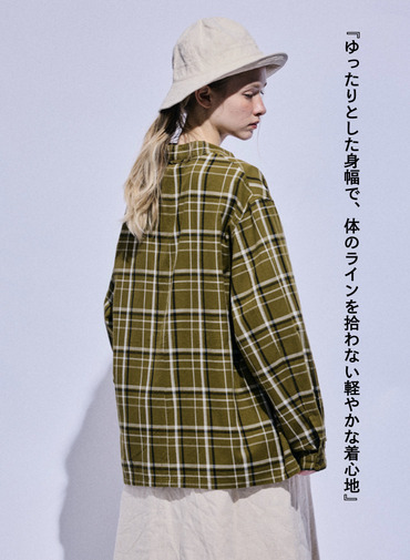 バンドカラーボタンシャツ 詳細画像 Olive 4