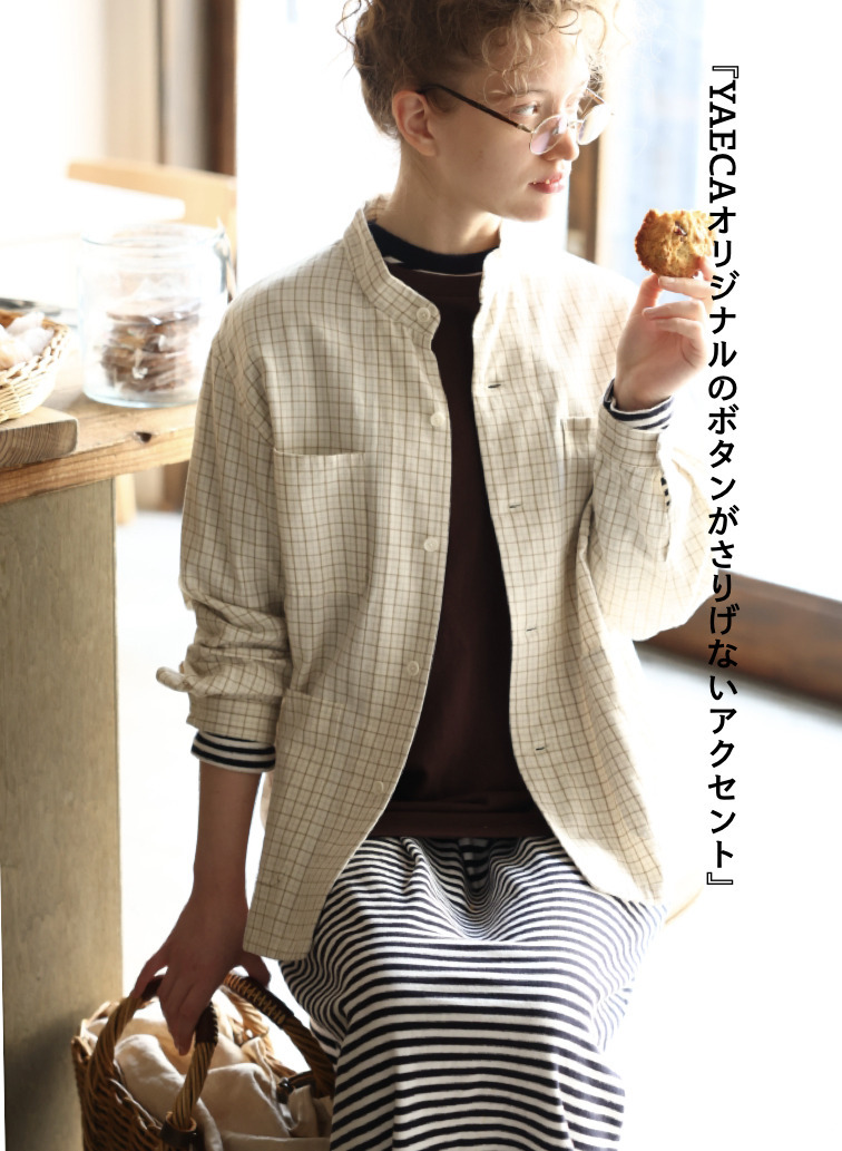 バンドカラーボタンシャツ 詳細画像 Brown 3