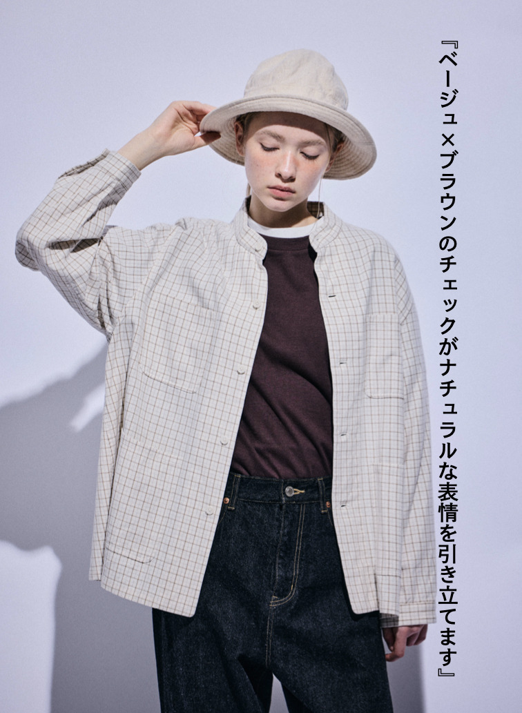 バンドカラーボタンシャツ 詳細画像 Brown 4