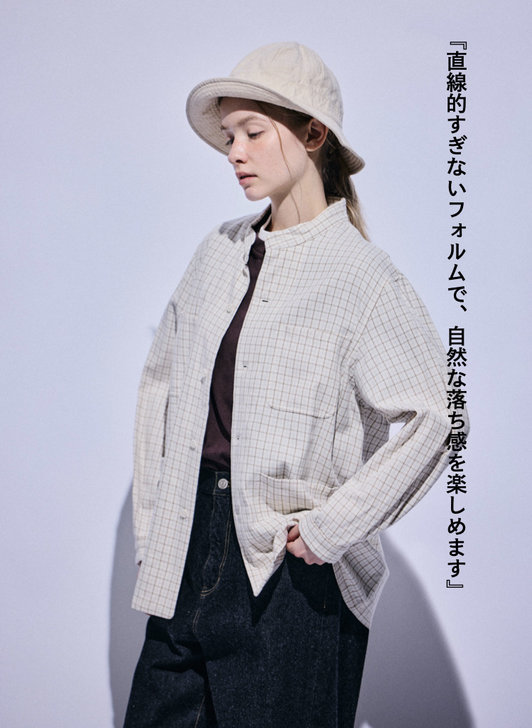 バンドカラーボタンシャツ 詳細画像 Brown 5