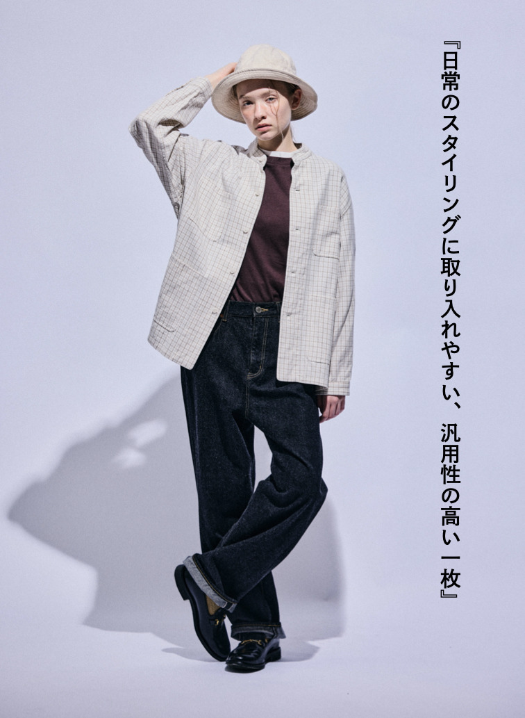 バンドカラーボタンシャツ 詳細画像 Brown 6