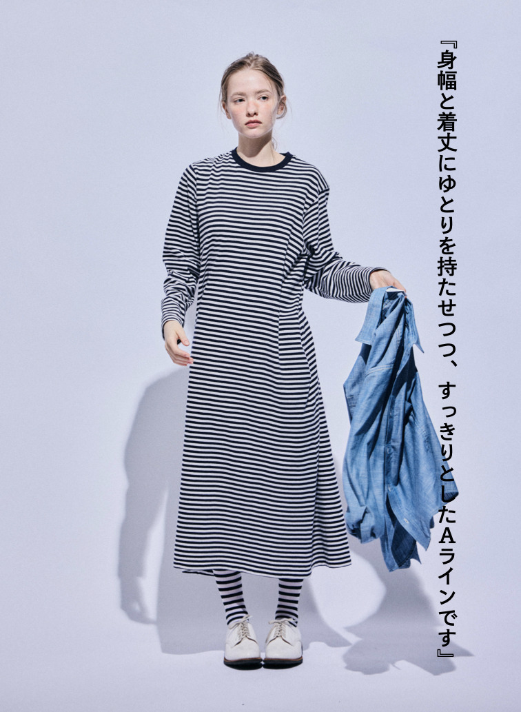 ムラ糸Tシャツ　ロングスリーブワンピース 詳細画像 Navy 4