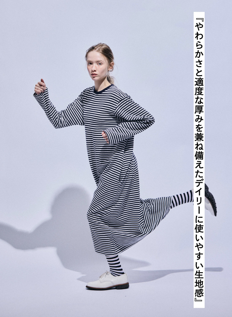 ムラ糸Tシャツ　ロングスリーブワンピース 詳細画像 Navy 8