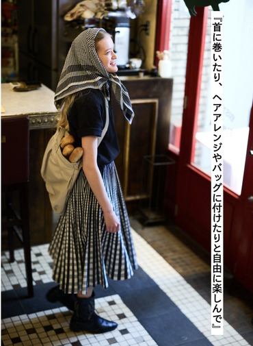 マドラスチェック スカーフ ブラック 詳細画像 Black 3