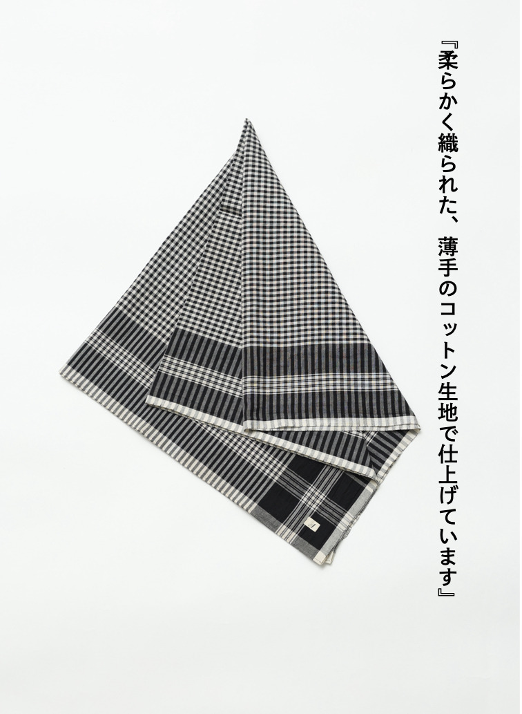 マドラスチェック スカーフ ブラック 詳細画像 Black 4