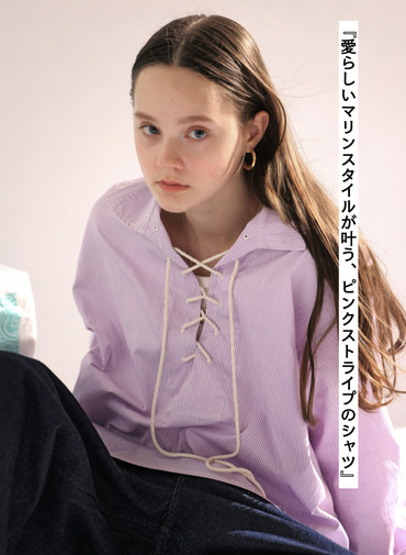 レースアップブラウス【CAPSULE COLLECTION】 詳細画像 Pink 2