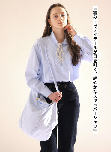 レースアップブラウス【CAPSULE COLLECTION】 詳細画像 Saxe Blue 3