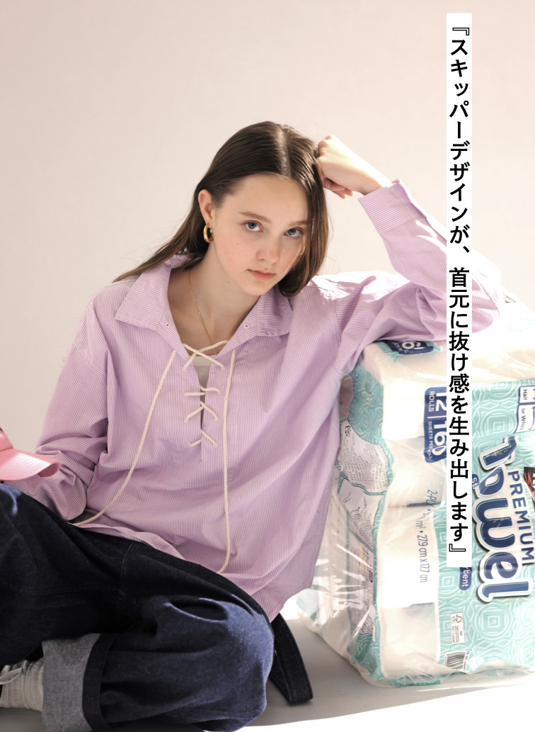 レースアップブラウス【CAPSULE COLLECTION】 詳細画像 Pink 3