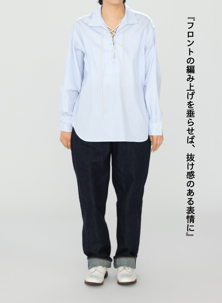 レースアップブラウス【CAPSULE COLLECTION】 詳細画像 Saxe Blue 10