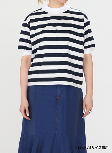 ビッグストライプ パフスリーブTシャツ 詳細画像 Navy 9