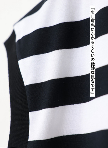 ビックストライプ フレンチスリーブTシャツ 詳細画像 Black 4