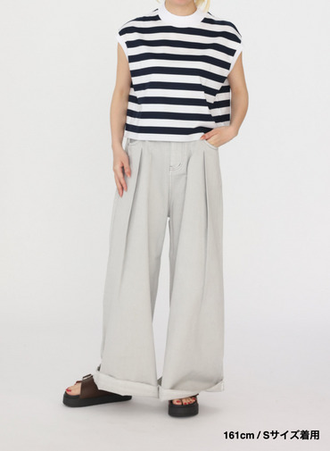 ビックストライプ フレンチスリーブTシャツ 詳細画像 Navy 13