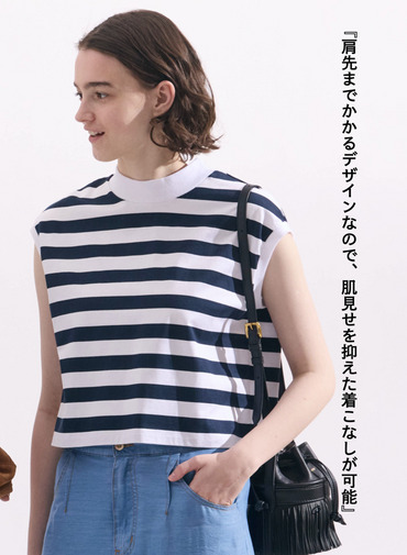ビックストライプ フレンチスリーブTシャツ 詳細画像 Navy 3