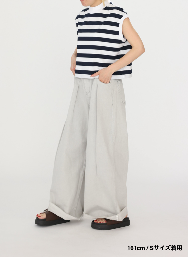 ビックストライプ フレンチスリーブTシャツ 詳細画像 Navy 11