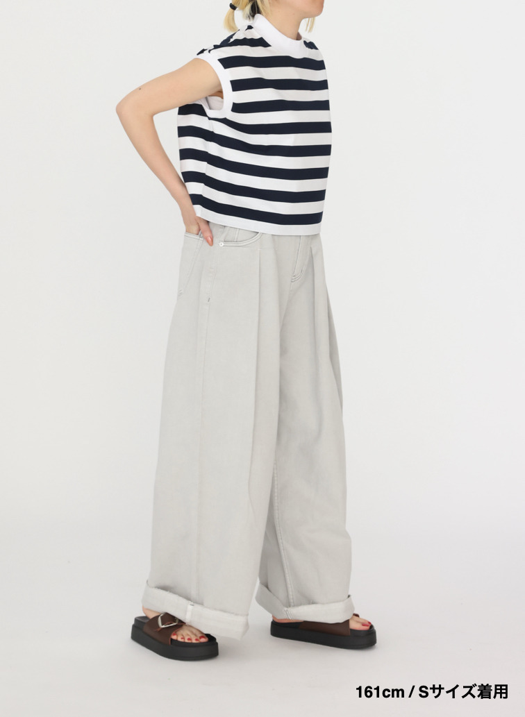 ビックストライプ フレンチスリーブTシャツ 詳細画像 Navy 12