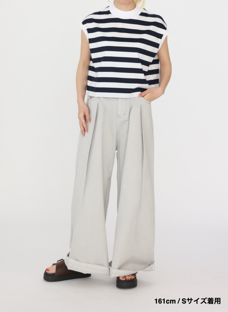 ビックストライプ フレンチスリーブTシャツ 詳細画像 Navy 13