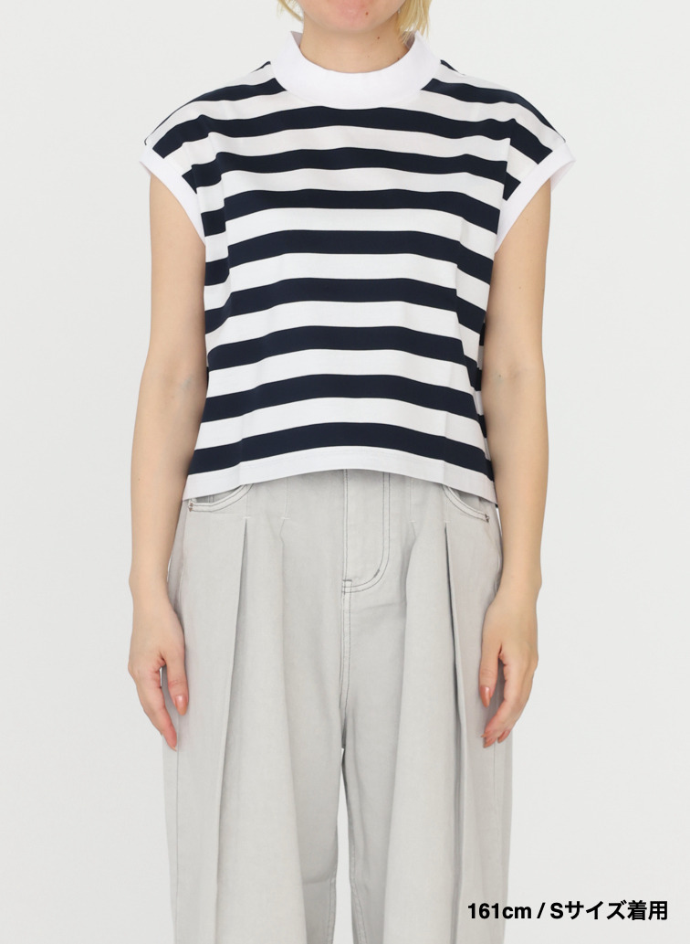 ビックストライプ フレンチスリーブTシャツ 詳細画像 Navy 8