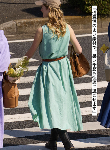 コットンリネン ドレス 詳細画像 Green 4