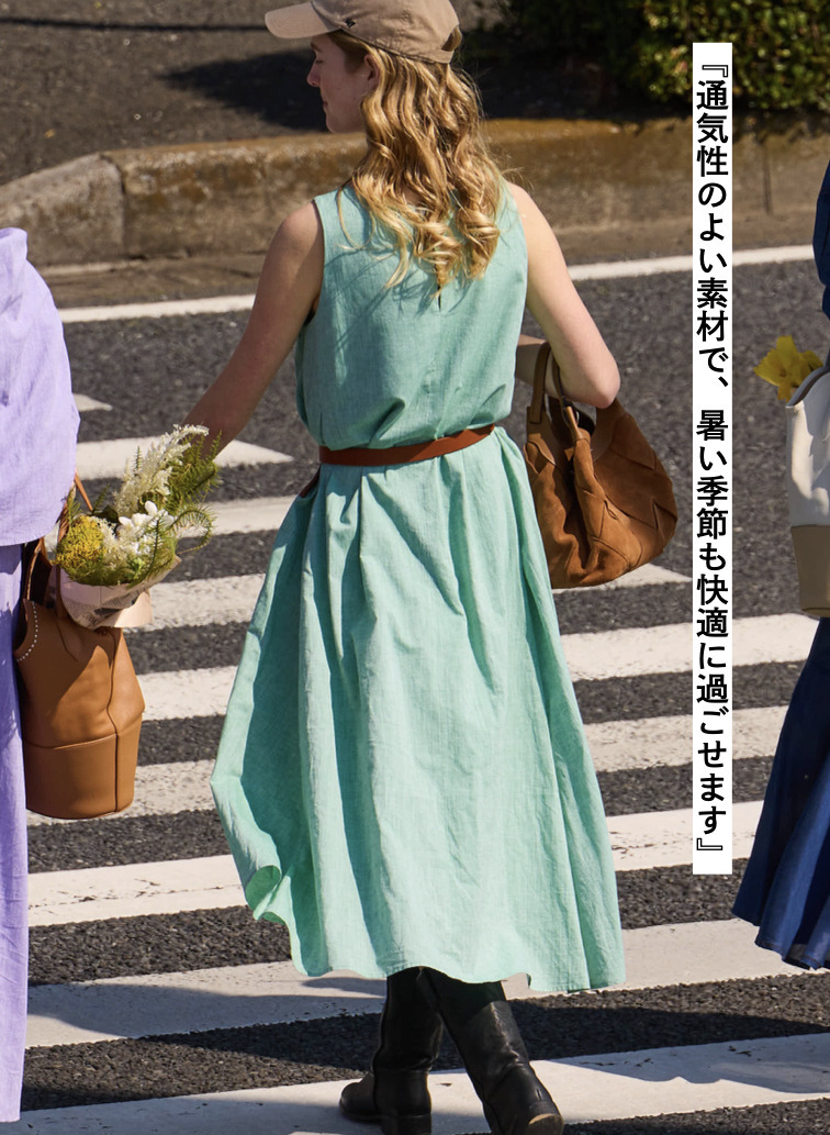 コットンリネン ドレス 詳細画像 Green 4
