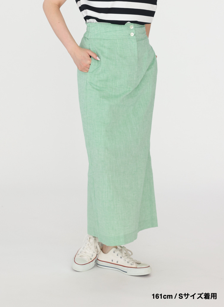 コットンリネン ナロースカート 詳細画像 Green 12