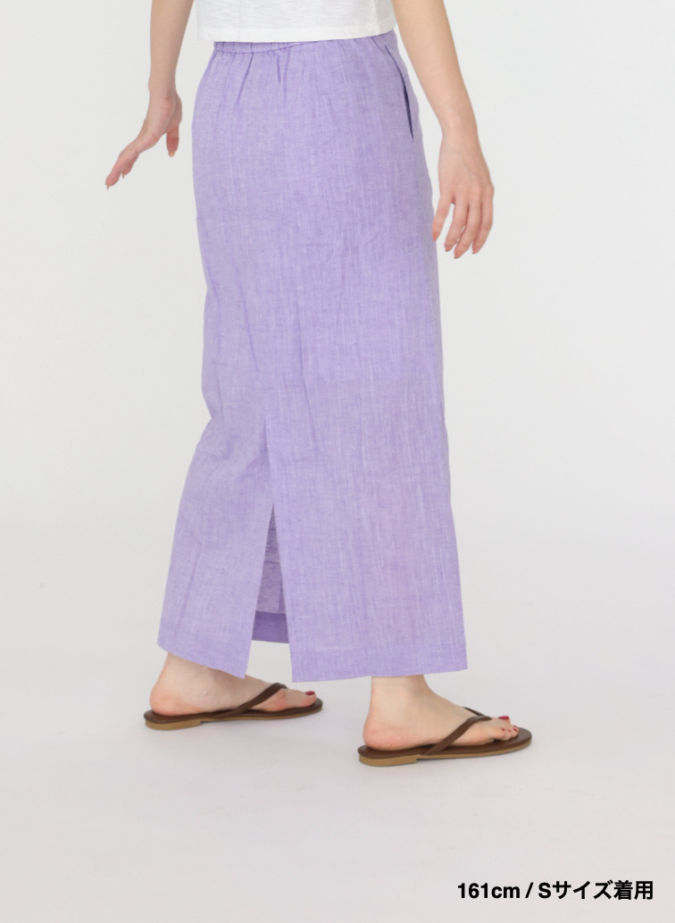 コットンリネン ナロースカート 詳細画像 Purple 11