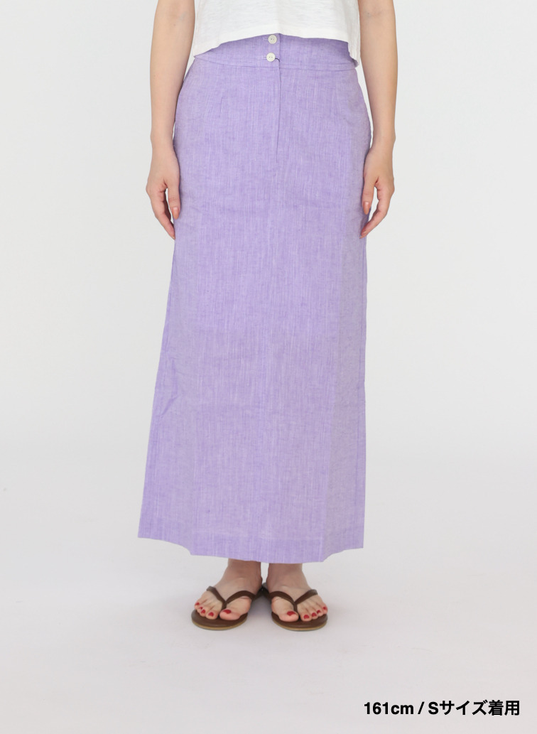 コットンリネン ナロースカート 詳細画像 Purple 8