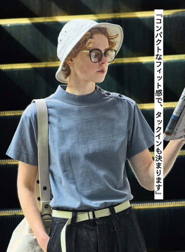 コットンリネンジャージーTシャツ 詳細画像 Blue 2