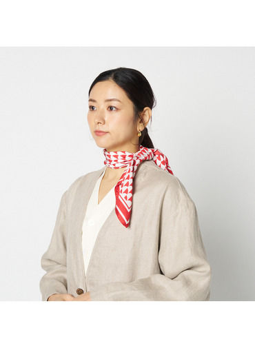 シルクスカーフ Aウェーブプリント 詳細画像 red 11
