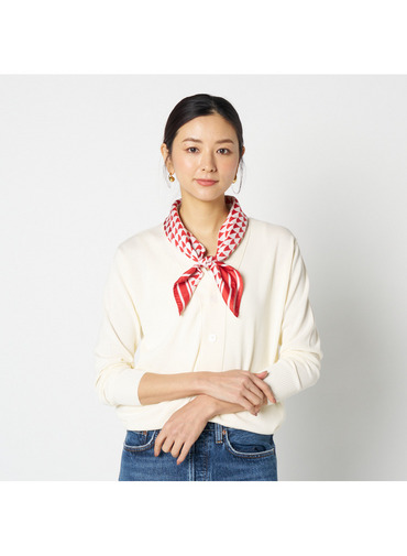 シルクスカーフ Aウェーブプリント 詳細画像 red 8