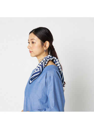 シルクスカーフ Aウェーブプリント 詳細画像 Navy 8