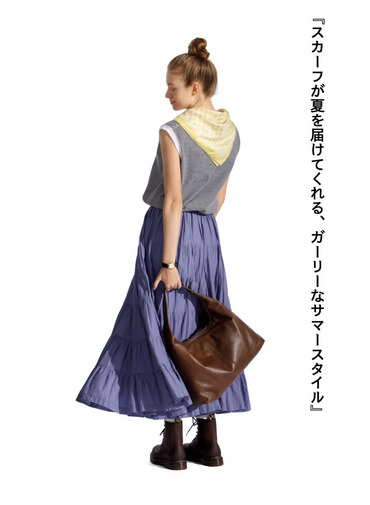 シルクスカーフ Aウェーブプリント 詳細画像 Light Yellow 2